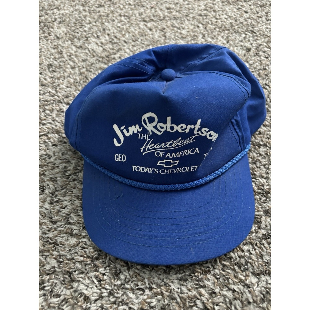 Vintage Jim Robertson‎ Chevrolet America Blue Hat SnapBack YoungAn Heartbeat